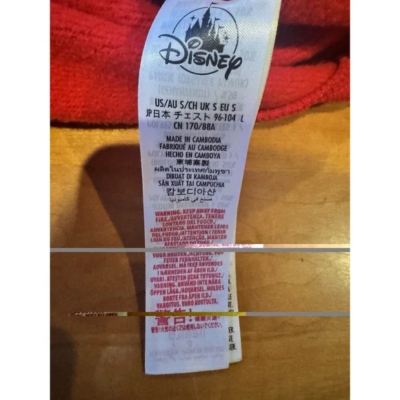 Disney Standing Mickey‎ Mouse Unisex Red Black Sz Small Crew Neck Sweatshirt - Picture 9 of 10